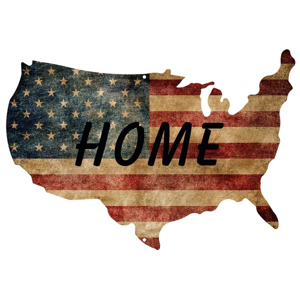 Next Innovations USA Shape Home On A Faded Flag Wall Art 101409024-HOME